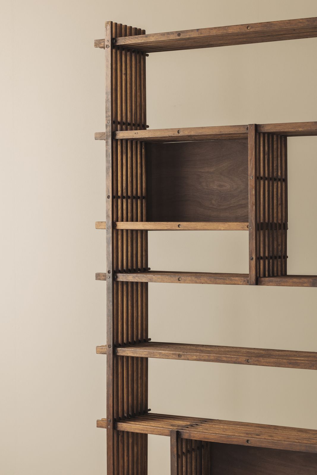 photo furniture Architectural French Oak Bookcase / Cabinet From The 1950s