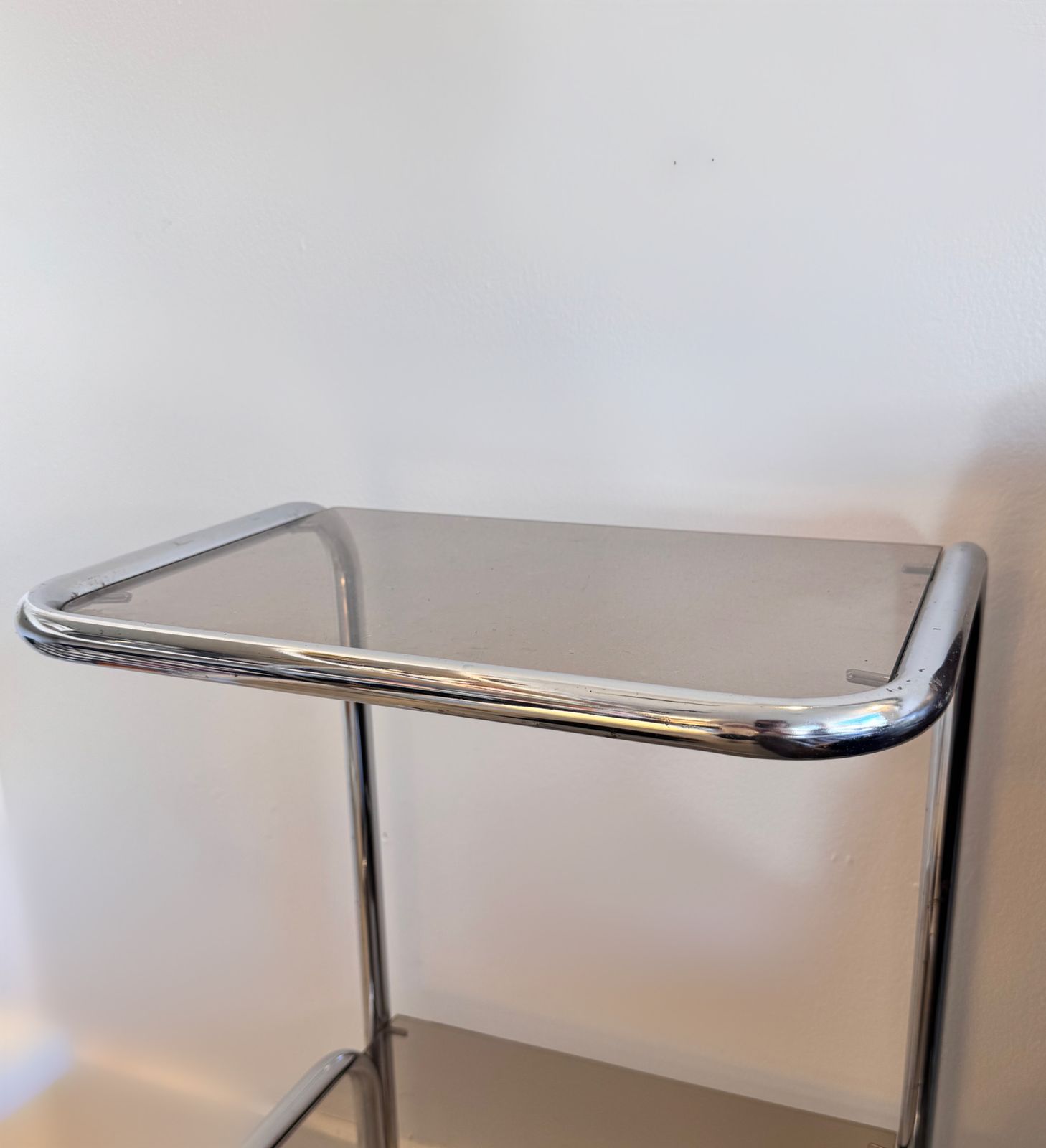 Terence Conran Chrome & Smoked Glass Habitat Side Table Unit, 1970 photo 175.0