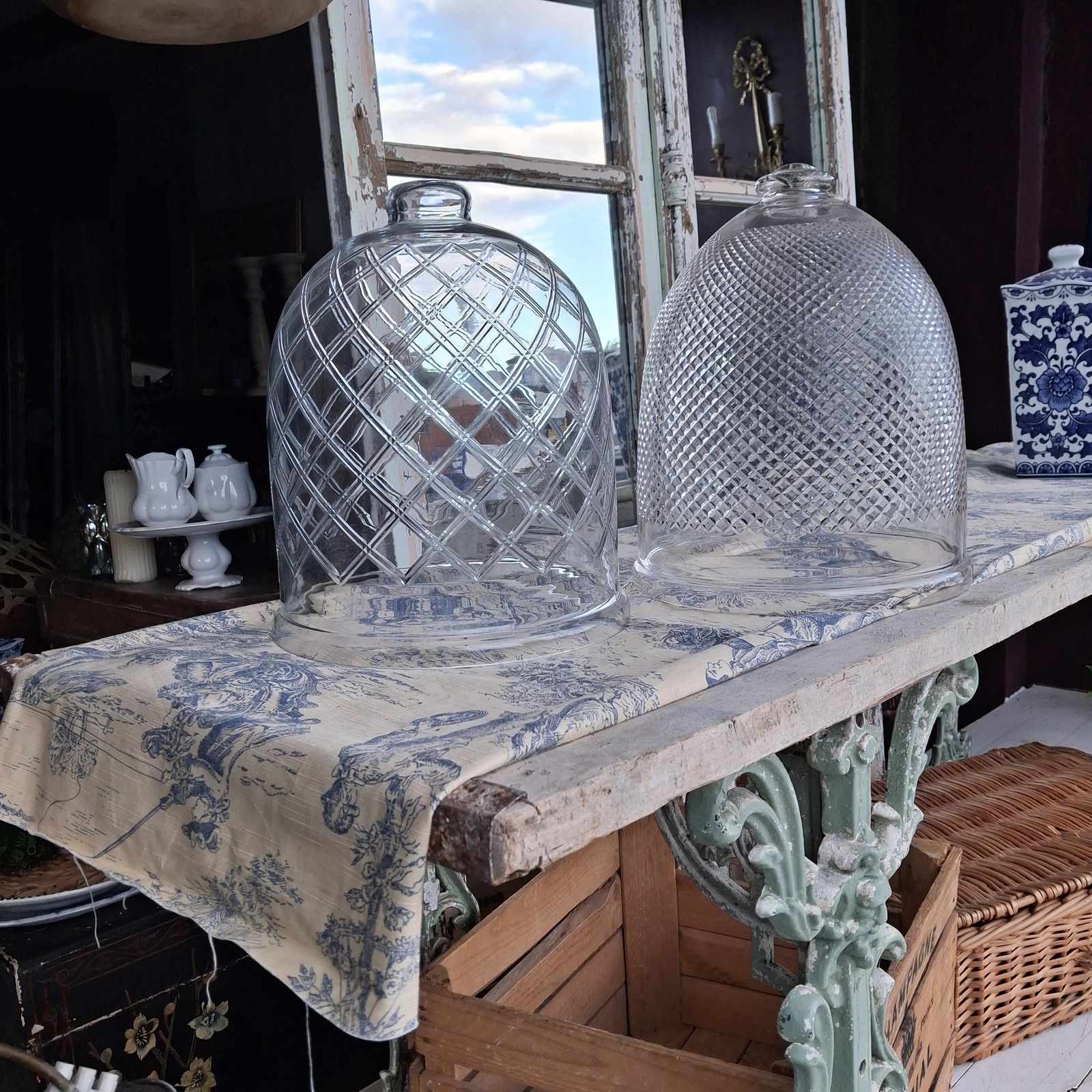 Pair Of Decorative Glass Domes photo for sale
