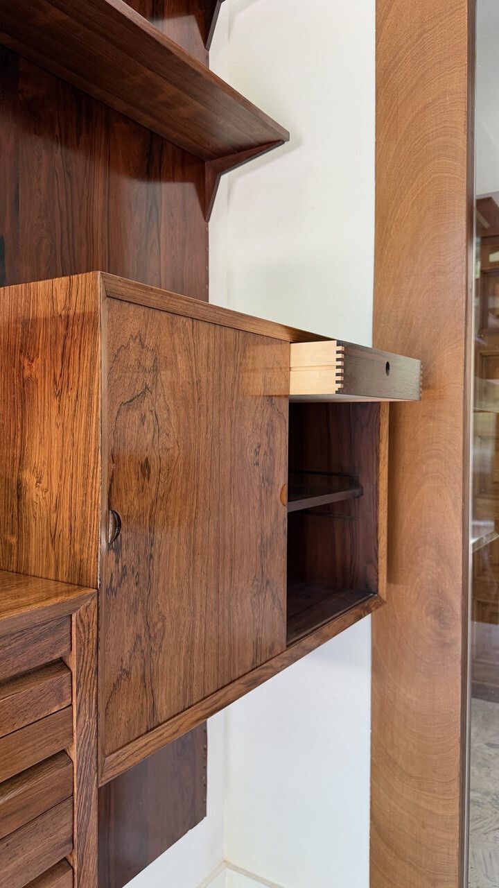 photo vintage Scandinavian Modular Wall Shelf In Rosewood, Poul Cadovius, 1960s