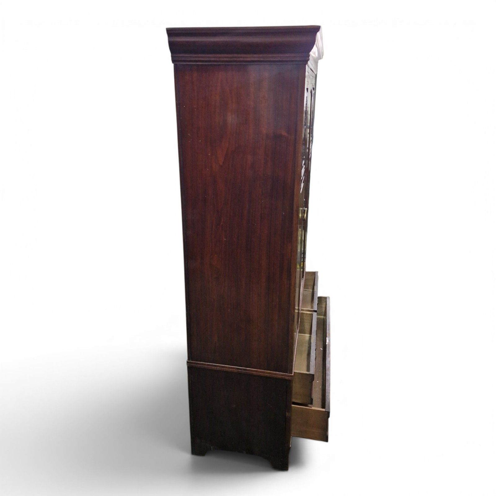 photo vinterior Antique Victorian Carved Walnut Single Wardrobe Mirrored Door Burr Armoire