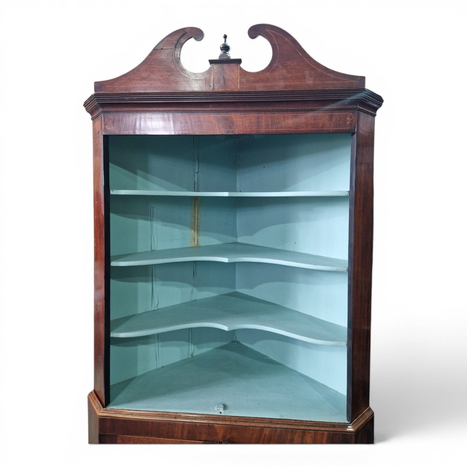 photo furniture Antique Inlaid Mahogany Corner Cabinet Display Shelves Double Cupboard Bookcase