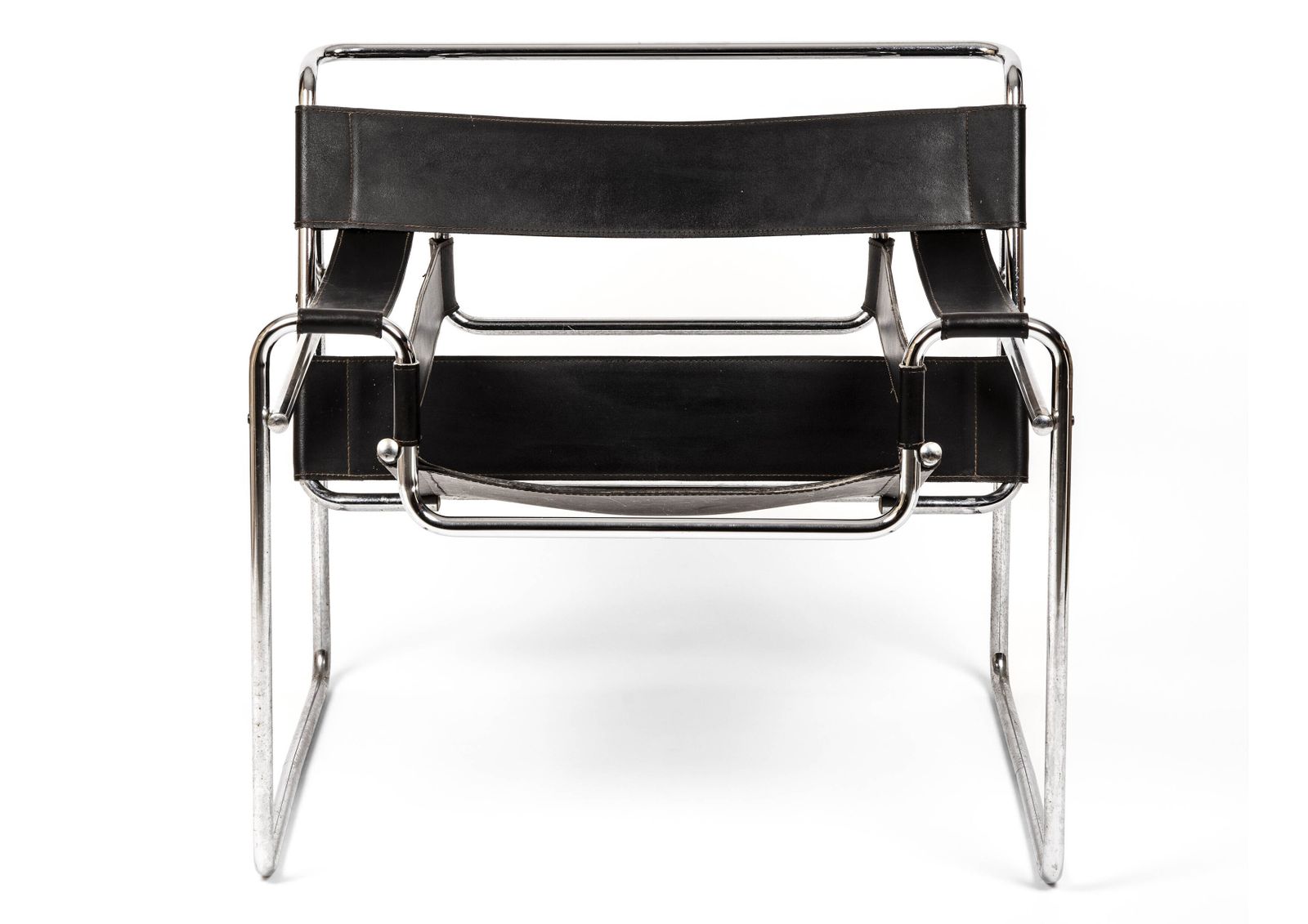 Habitat Wassily B3 Chair Designed By Marcel Breuer Tubular Chrome & Black Leather Chair Later Version Ol photo furniture