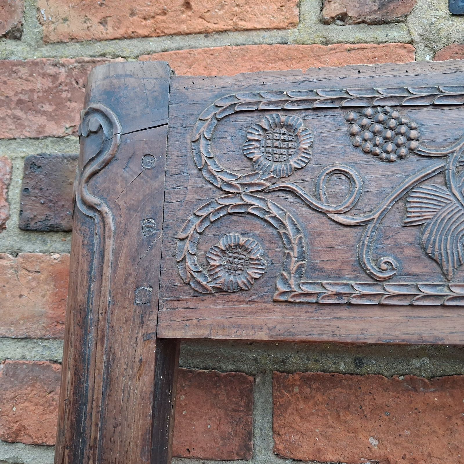 Antique Carved Wood Armoire Door & Frame photo 500.0