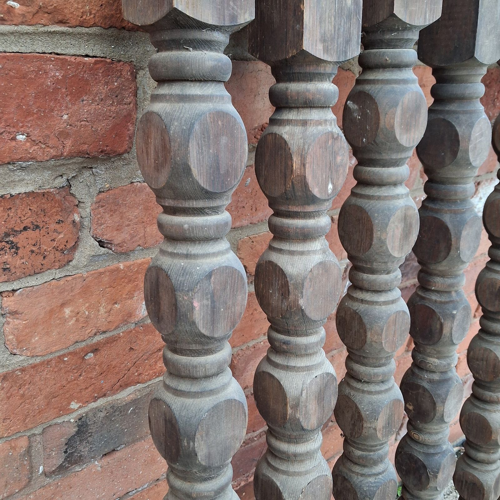 7 X Solid Antique Wood Balustrades photo for sale