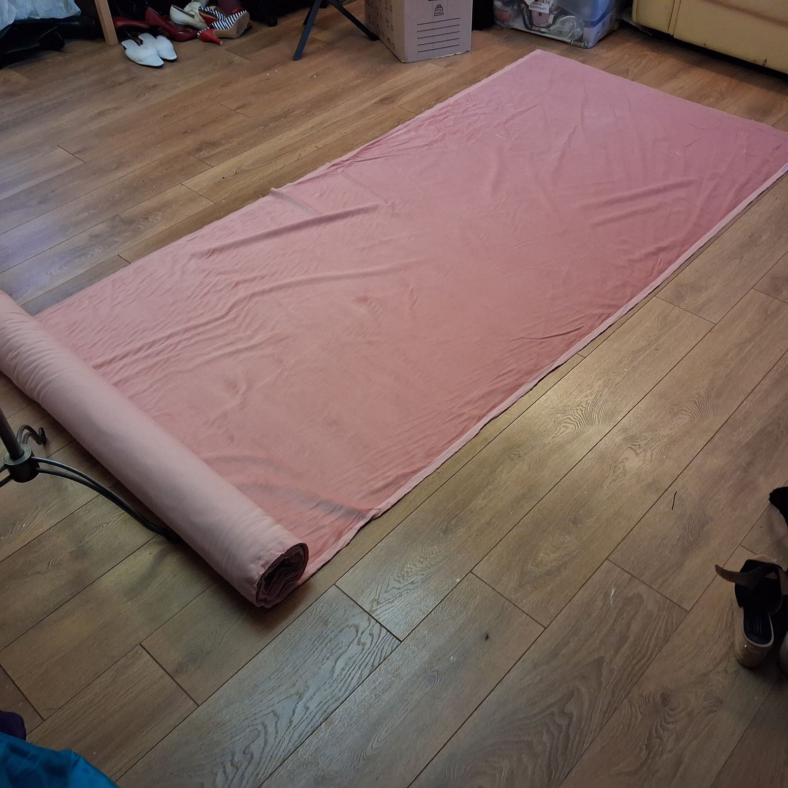 Roll Of Pink Upholstery Velvet Fabric photo buy