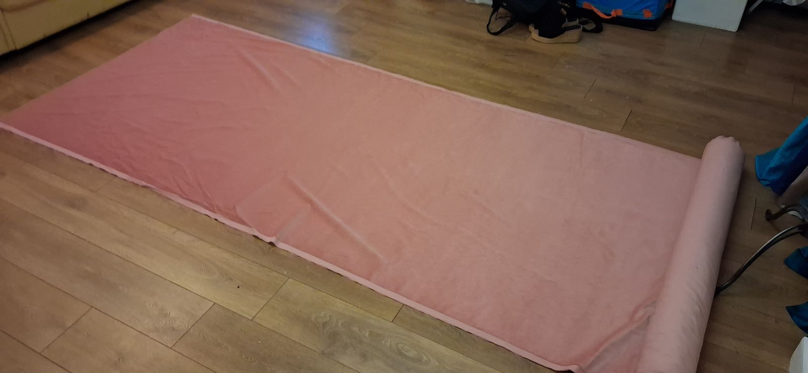 Textiles Roll Of Pink Upholstery Velvet Fabric photo