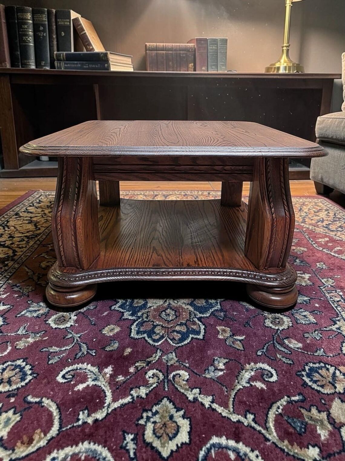 Vintage Coffee Table / Heavy Solid Wood  Traditional English Style / C1970
