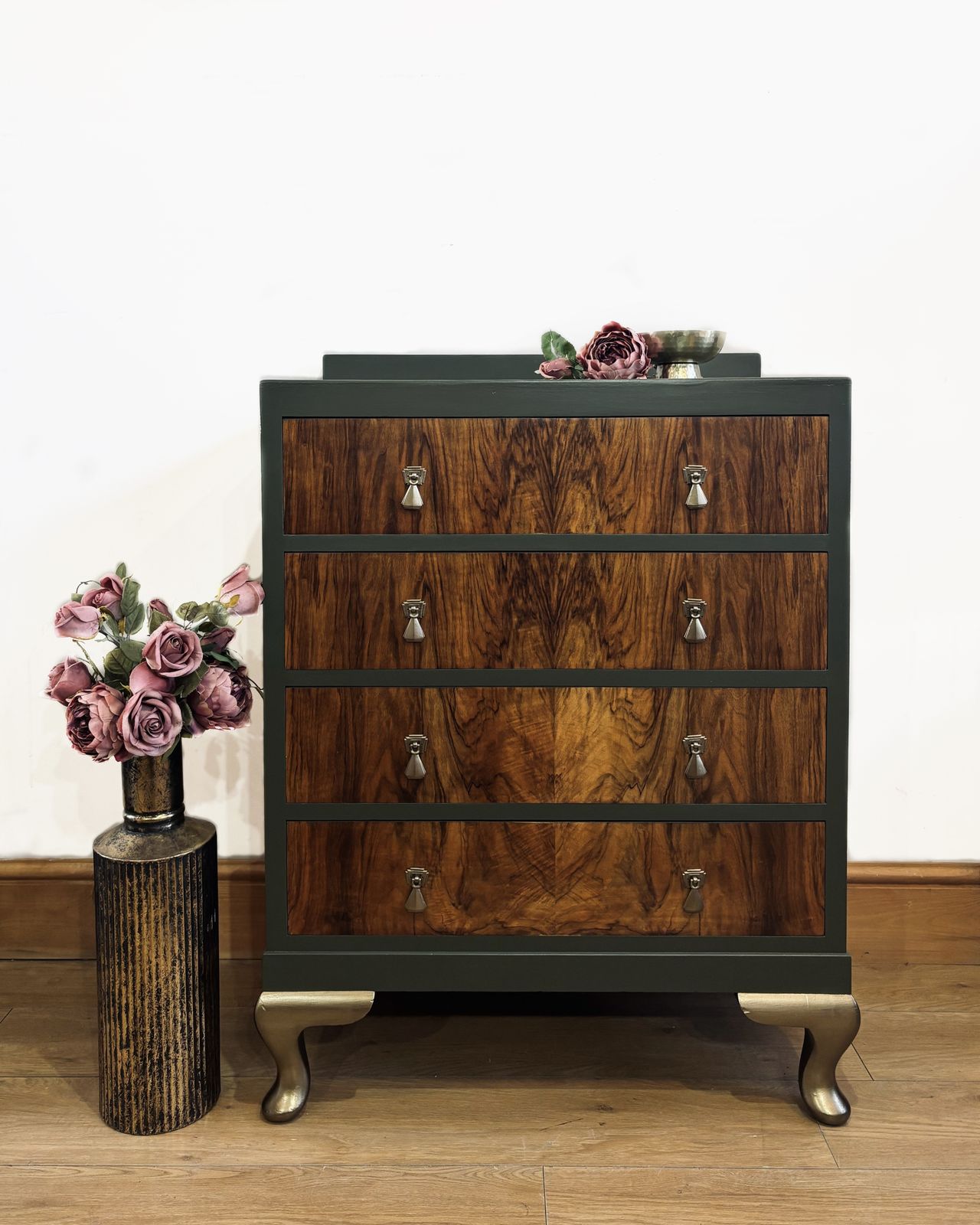 Walnut Chest Of Drawers, Mid 20th Century