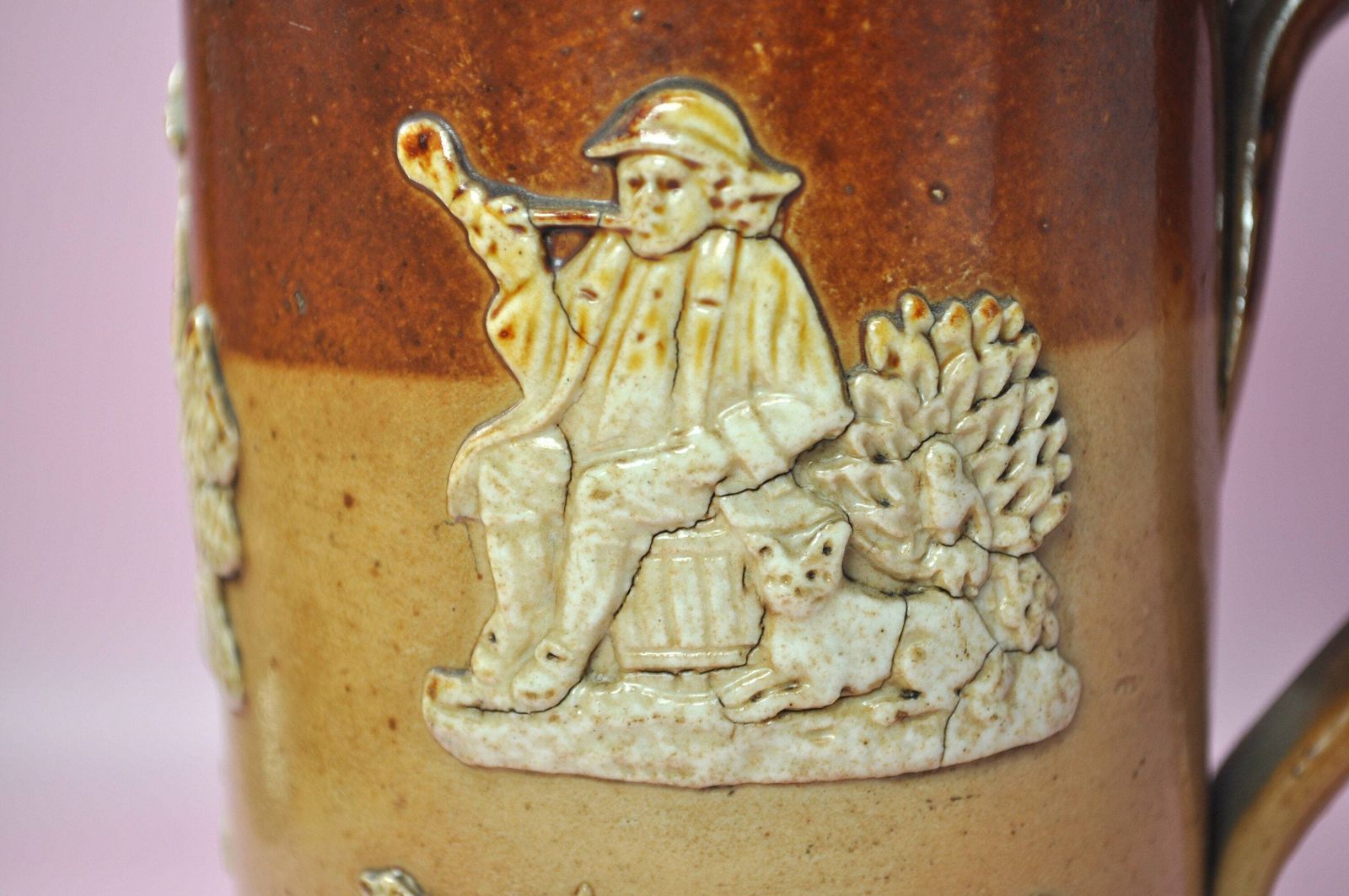 photo furniture Royal Doulton Lambeth Stoneware Hunting Tankard | Antique Engels zoutgeglazuurd bierpul | Patroon 2888 | Cadeau voor hem | Pub mok
