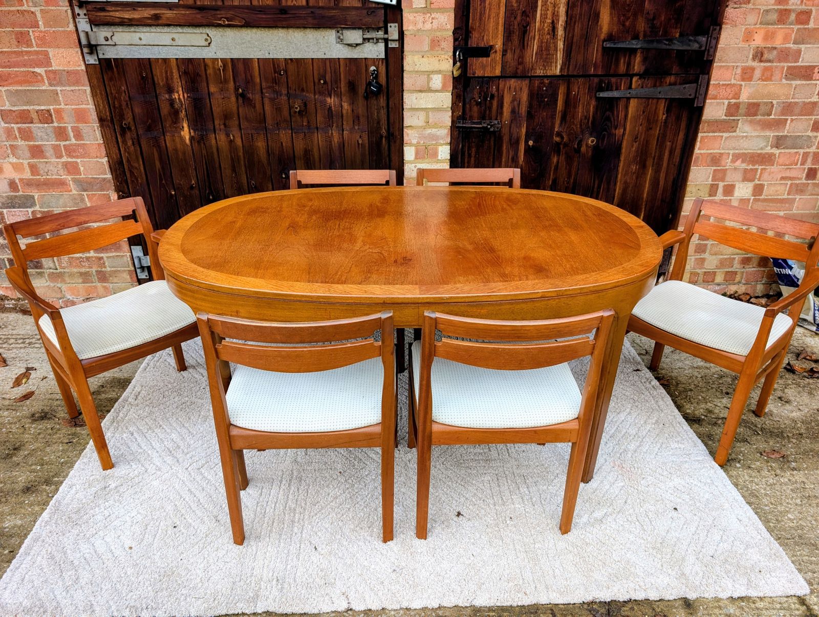 photo vinterior Mid Century Modern Stylish Nathan 1970s Teak Dining Table And 6 Chairs Vintage Furniture