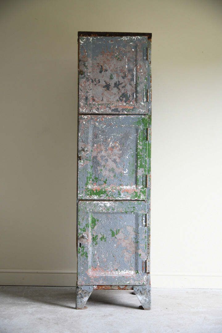 Vintage Industrial Triple Locker Cabinet photo furniture