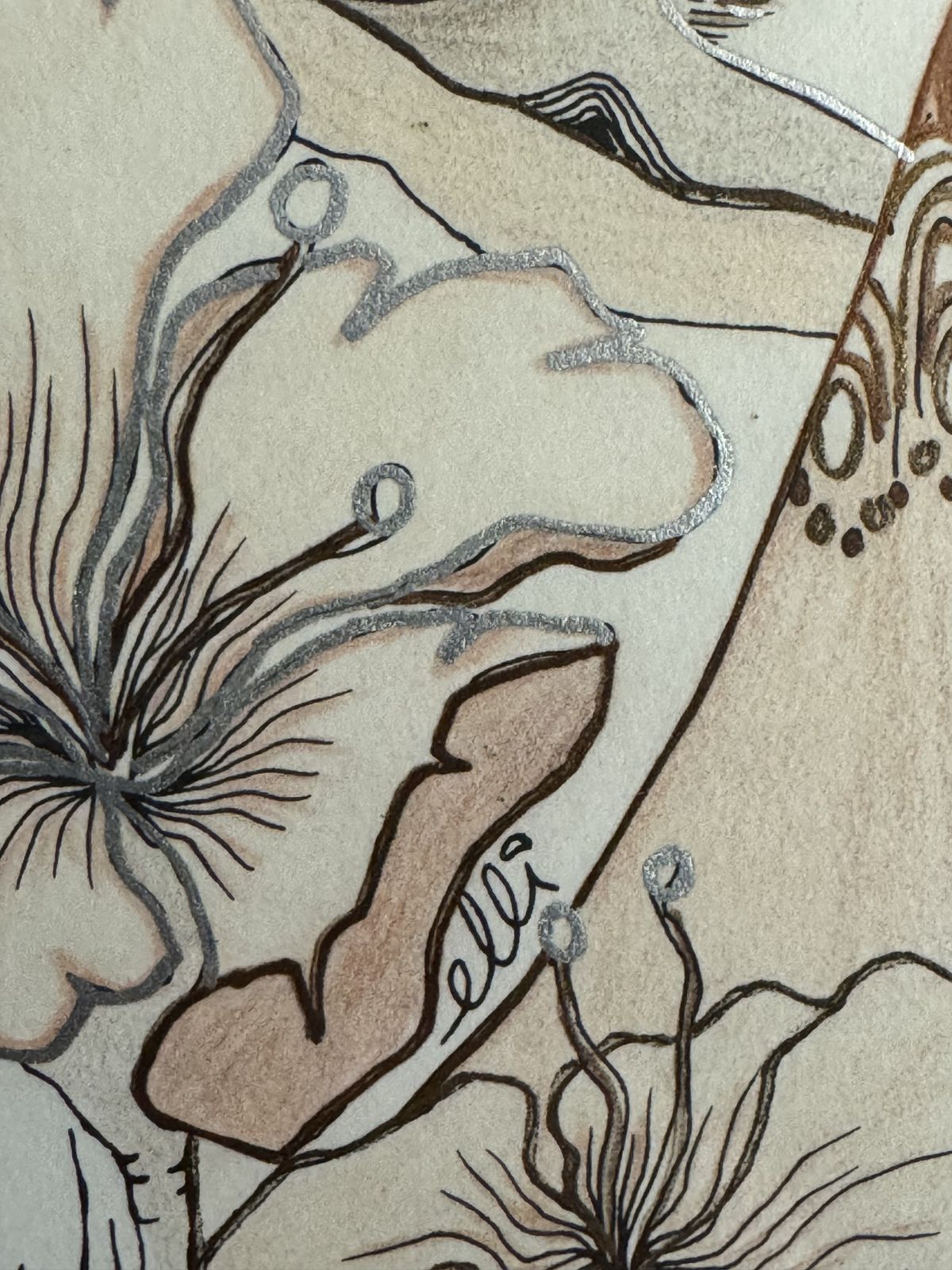 Original 20th Century Fantasy Illustration By Eleanor Clayforth – Framed Mixed Media Drawing photo 395.0