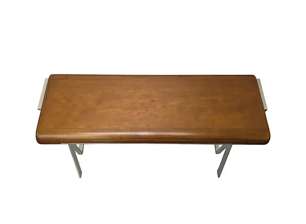 Zeer fraaie consoletafel in mid-century stijl, walnoot en chroom photo vinterior