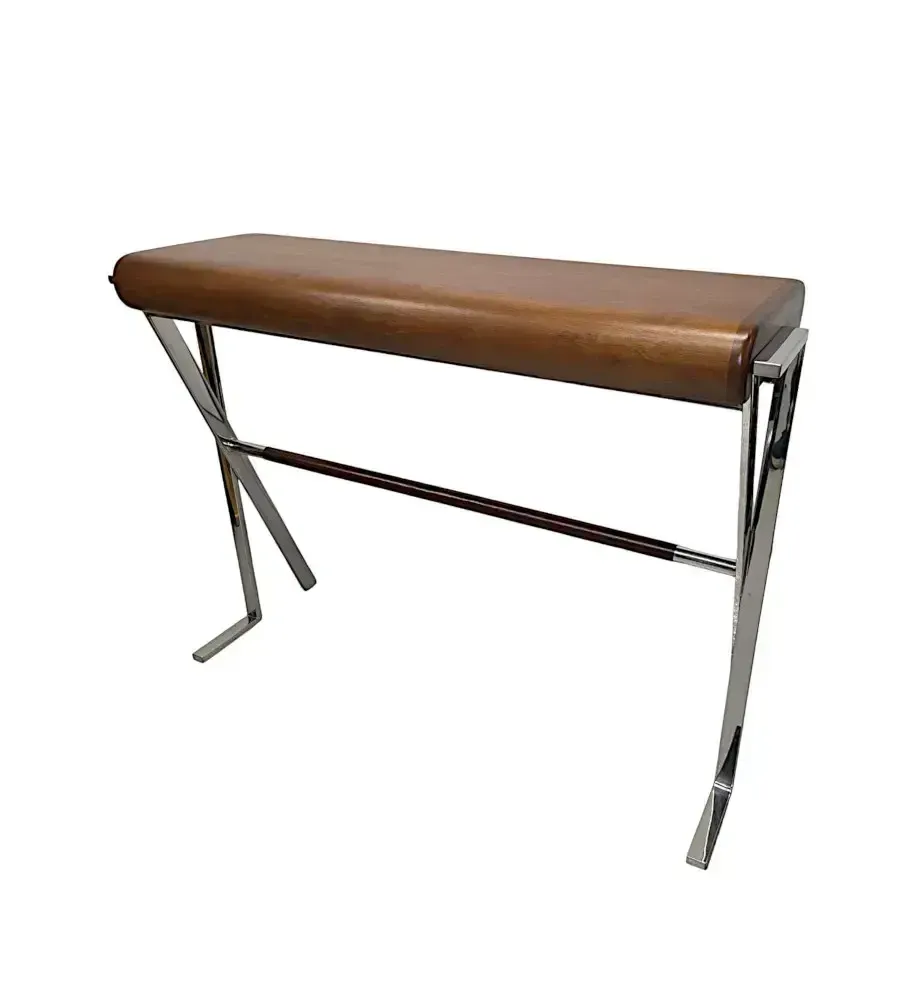 Zeer fraaie consoletafel in mid-century stijl, walnoot en chroom photo buy