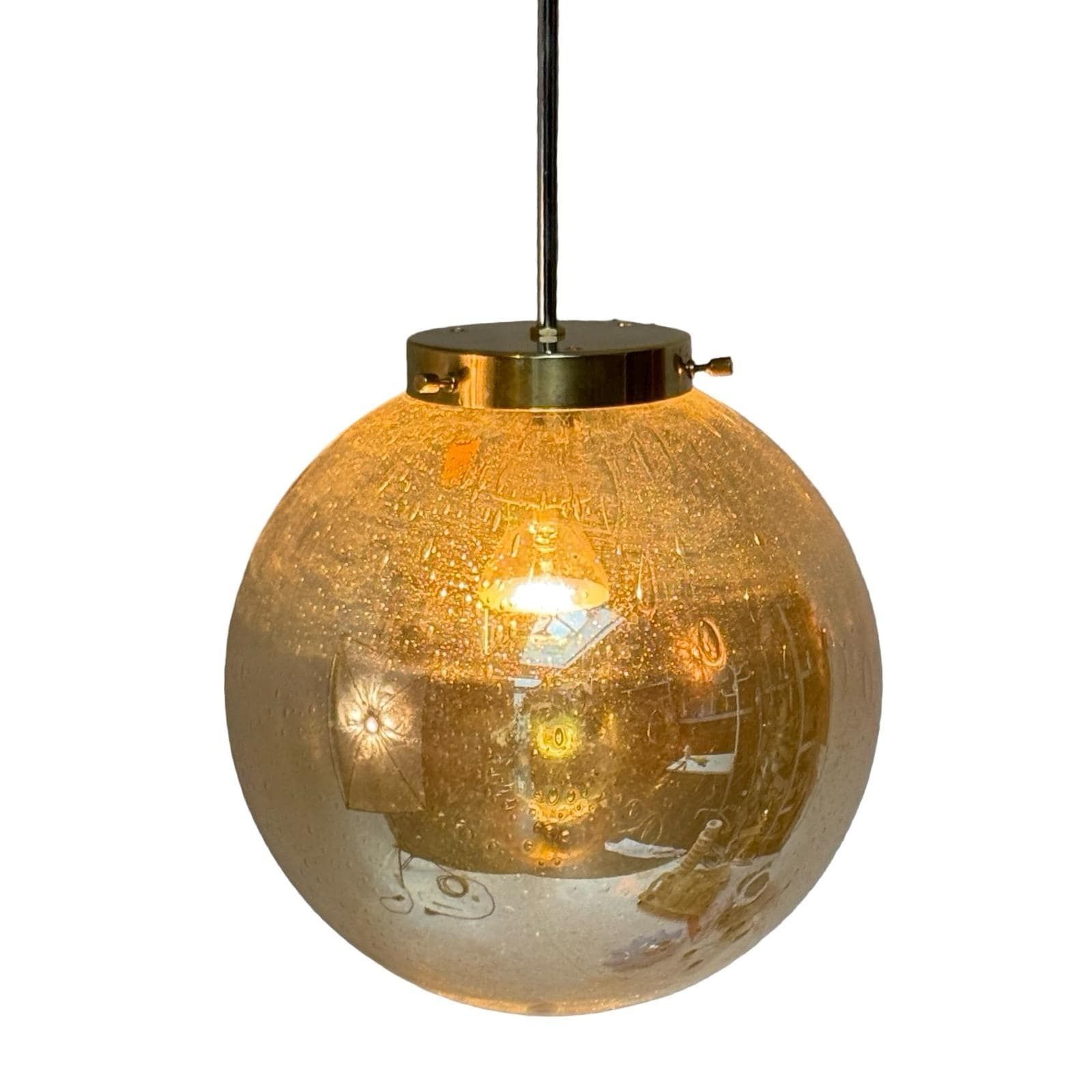 Art Deco Hanglamp Met Bubbelglas | Messing En Chroom | Meerdere Beschikbaar photo 276.0