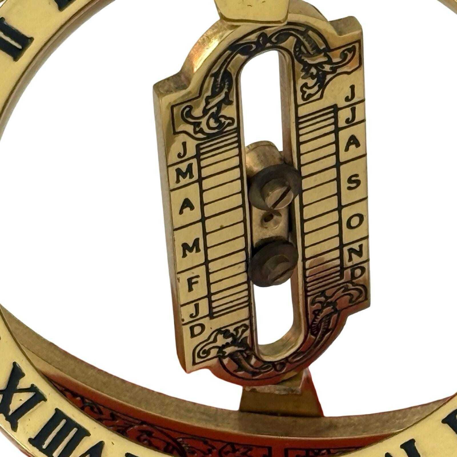 Franklin Mint   Equinoctial Ring Dial   Gold Plated Brass On Wooden Mount   1987 photo 124.0