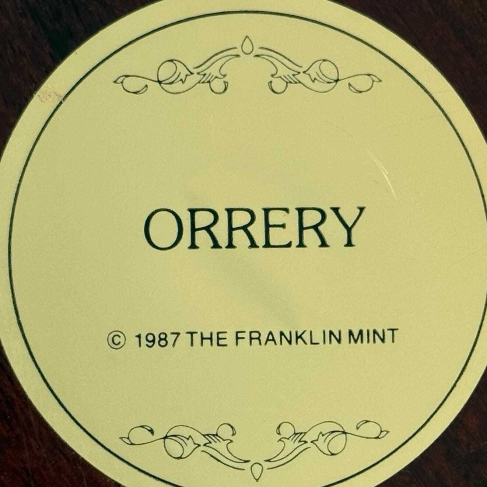 Franklin Mint   Orrery   Gold Plated Brass On Wooden Mount   1987 photo vinterior