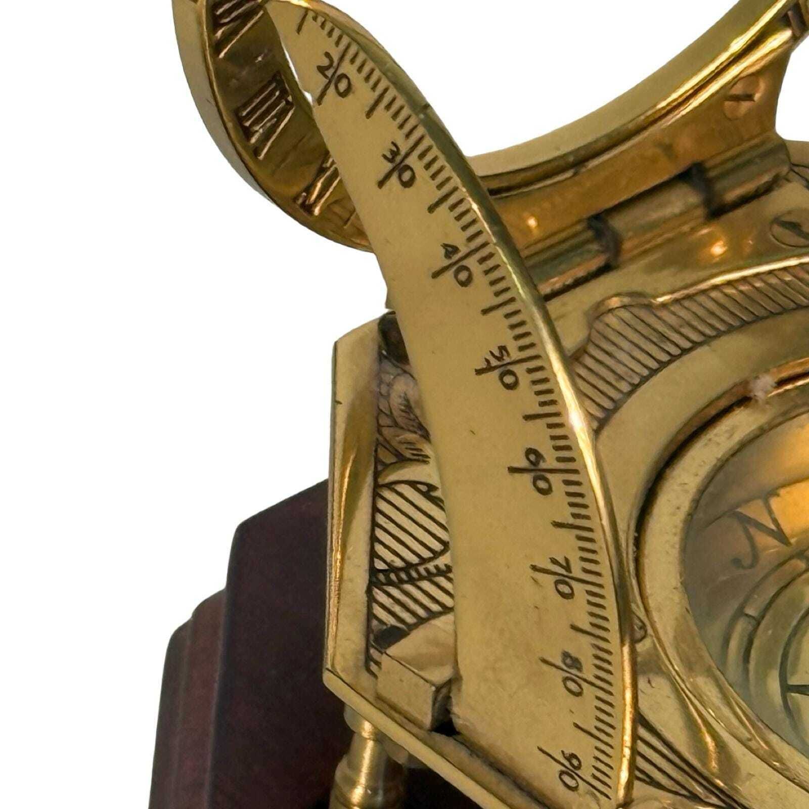Franklin Mint   Universal Sundial And Compass   Gold Plated Brass On Wooden Mount photo Home Decor