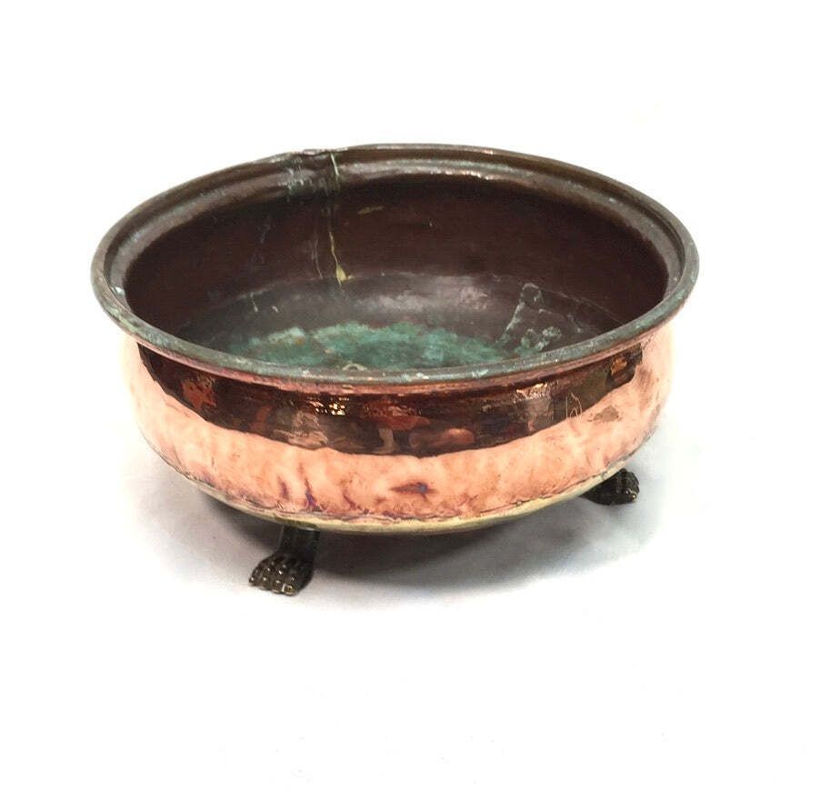 Antique Art Nouveau Copper Planter / Low Plant Pot / Jardiniere Arts & Crafts photo furniture