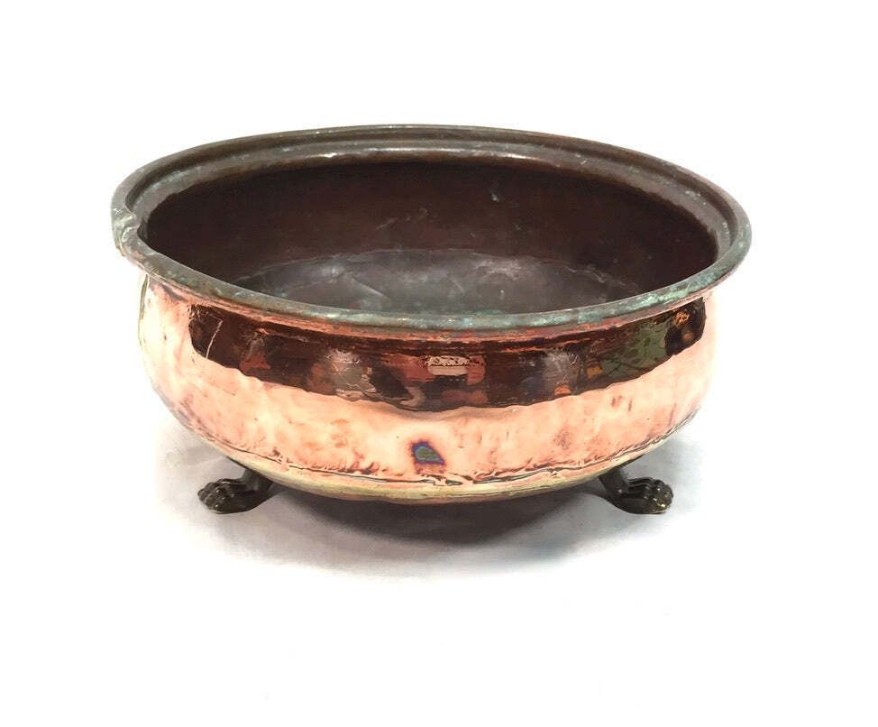 Antique Art Nouveau Copper Planter / Low Plant Pot / Jardiniere Arts & Crafts photo Home Decor