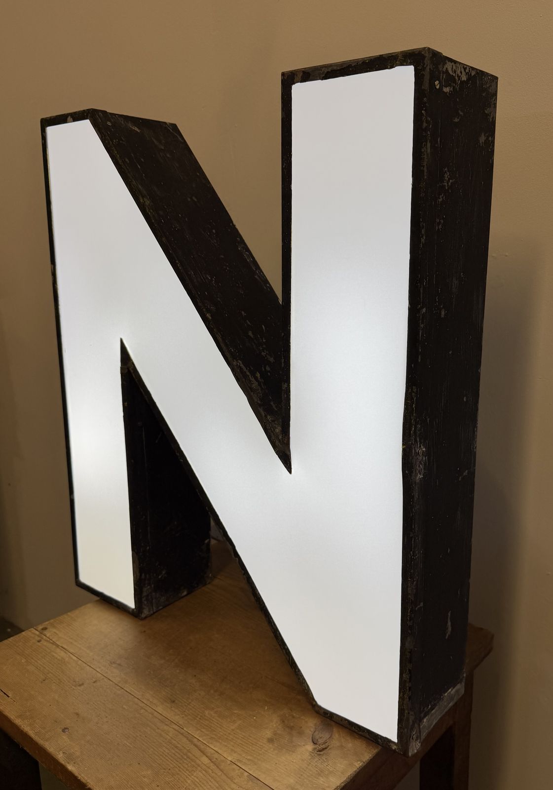 photo buy Large Vintage Illuminated Advertising Letter N , 1960s