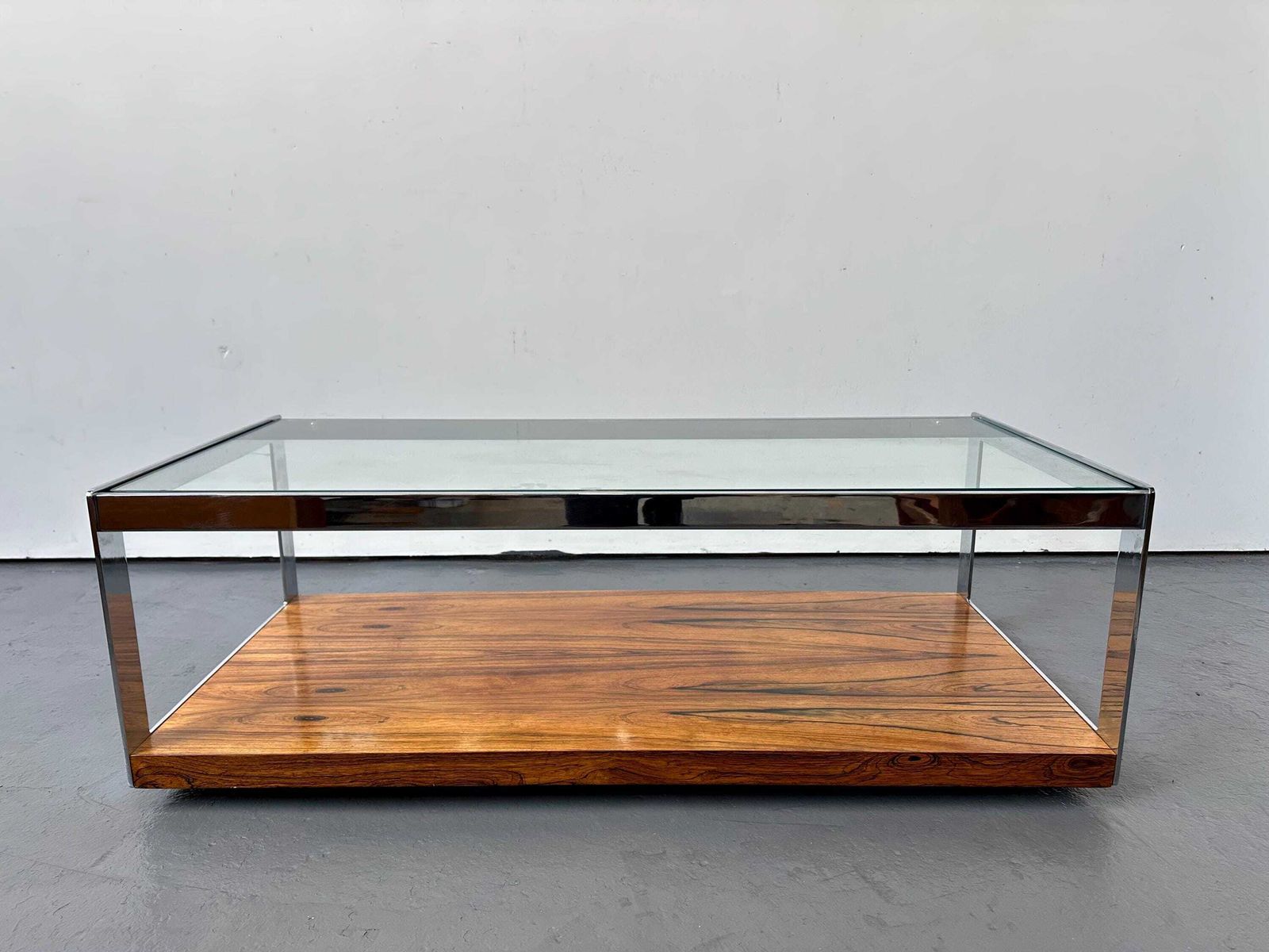 895.0 Vintage 1970s Merrow Associates Rosewood & Chrome Coffee Table By Richard Young. Modernist. Danish photo