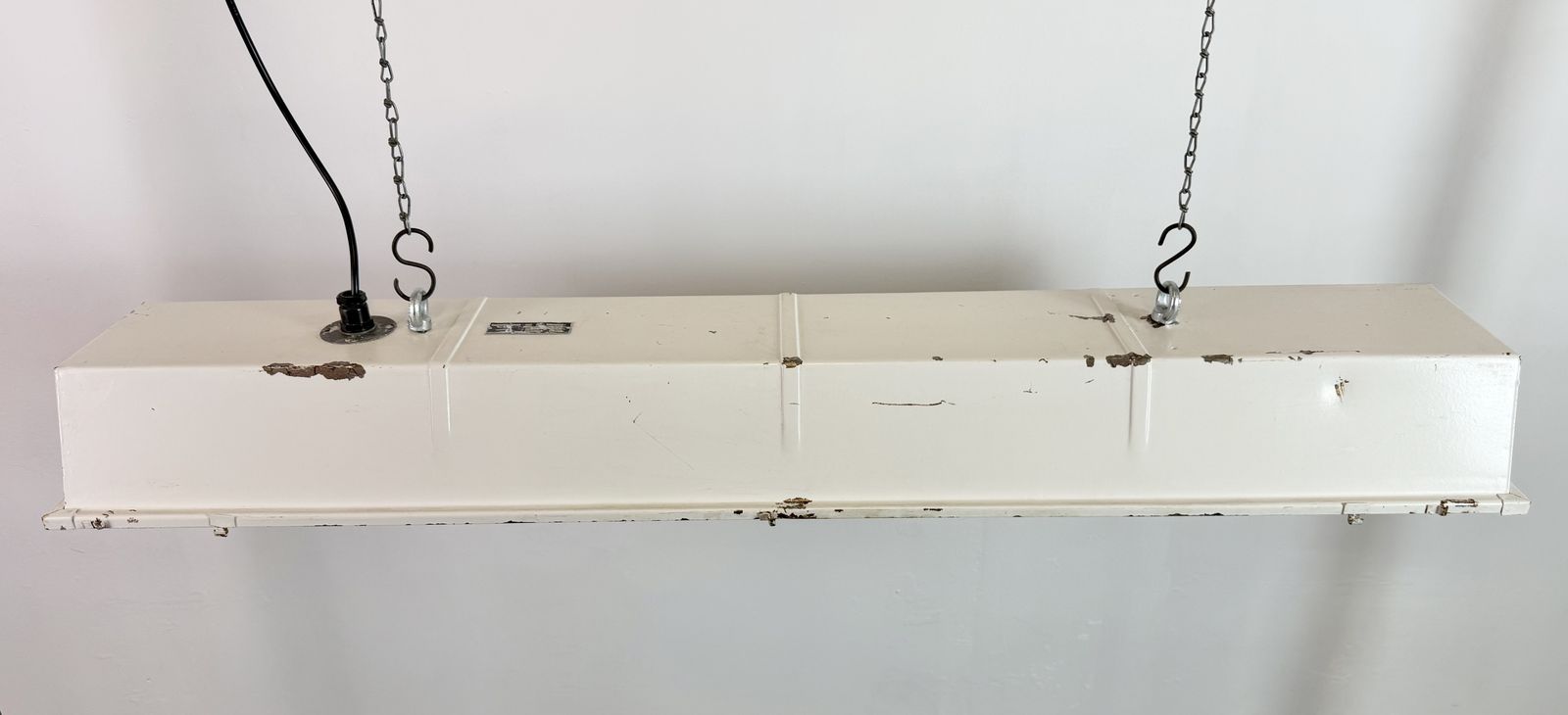 Beige Industrial Hanging Tube Light From Famor , 1970s photo Lighting