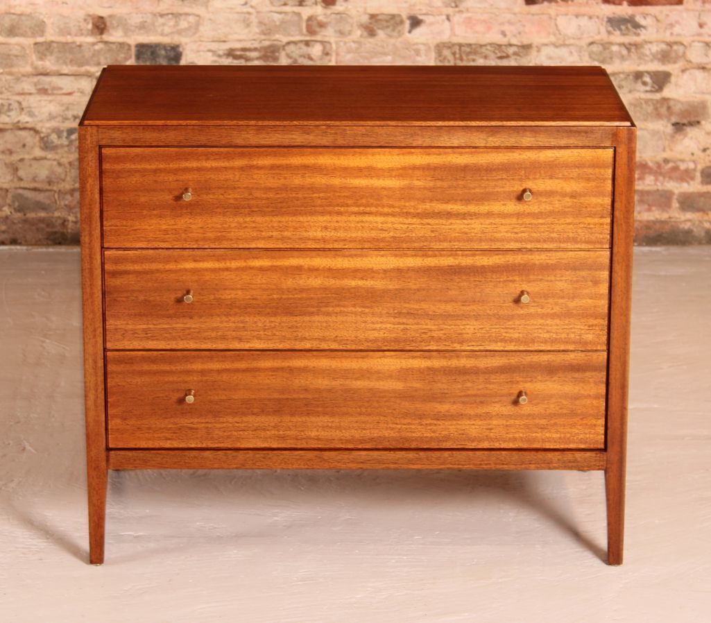 Midcentury Mahogany Chest Of Drawers With Brass Handles By Loughborough Furniture For Heals C.1960s photo furniture