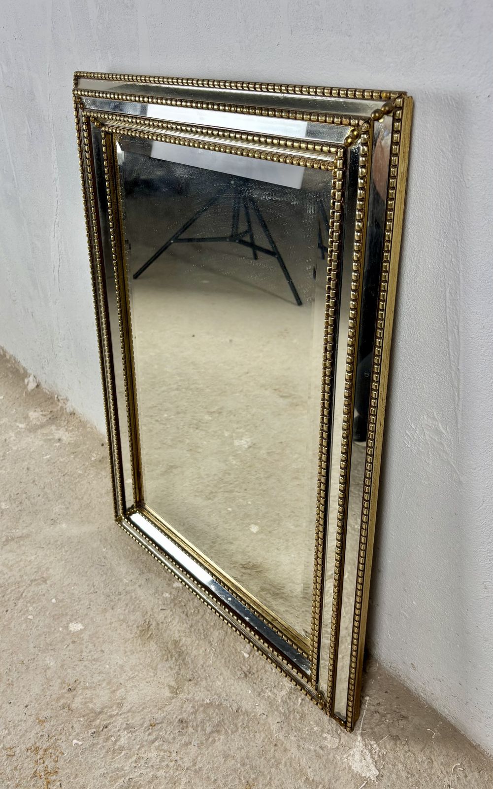 Wandspiegel Met Messing Frame En Geslepen Glas, Midden 20e Eeuw photo Woonaccessoires