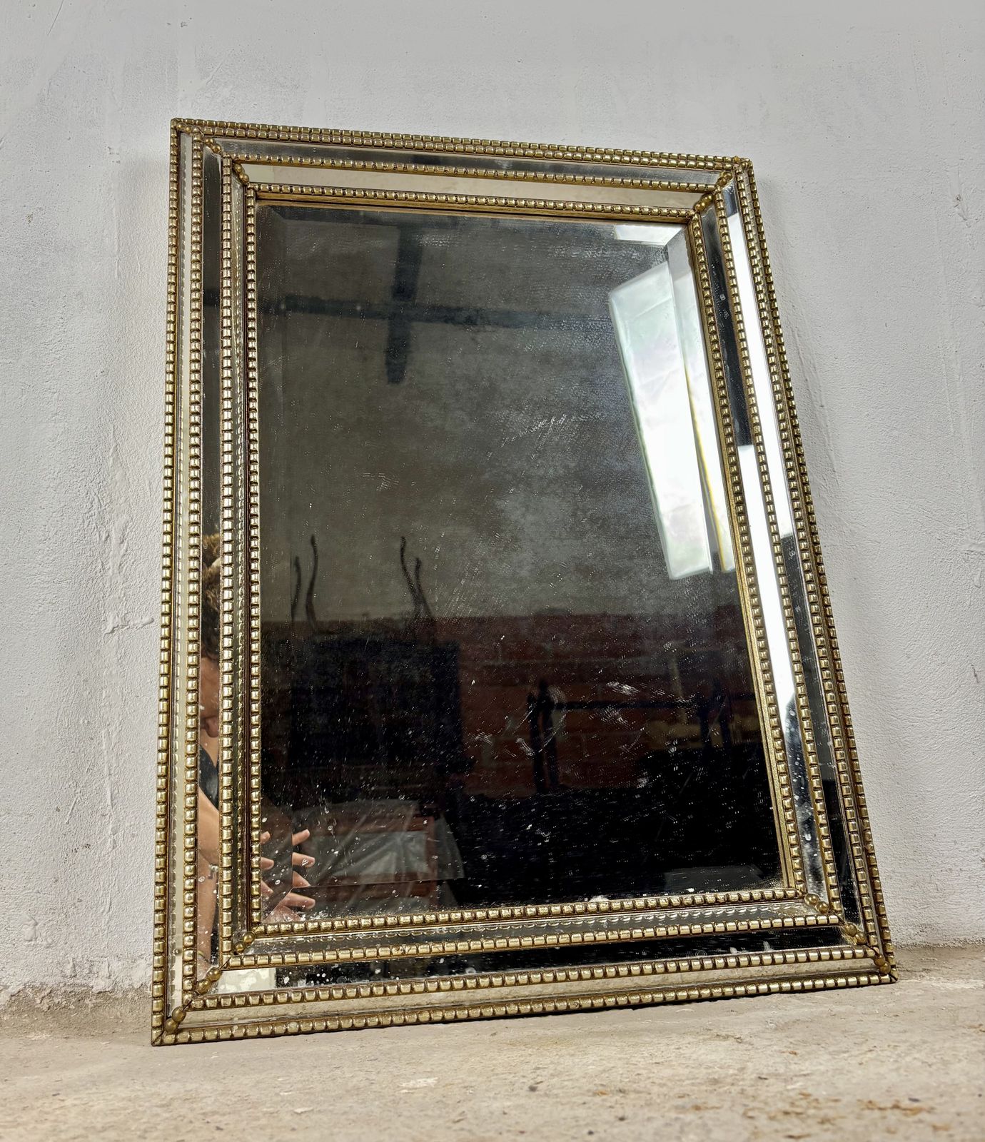 Wandspiegel Met Messing Frame En Geslepen Glas, Midden 20e Eeuw photo buy