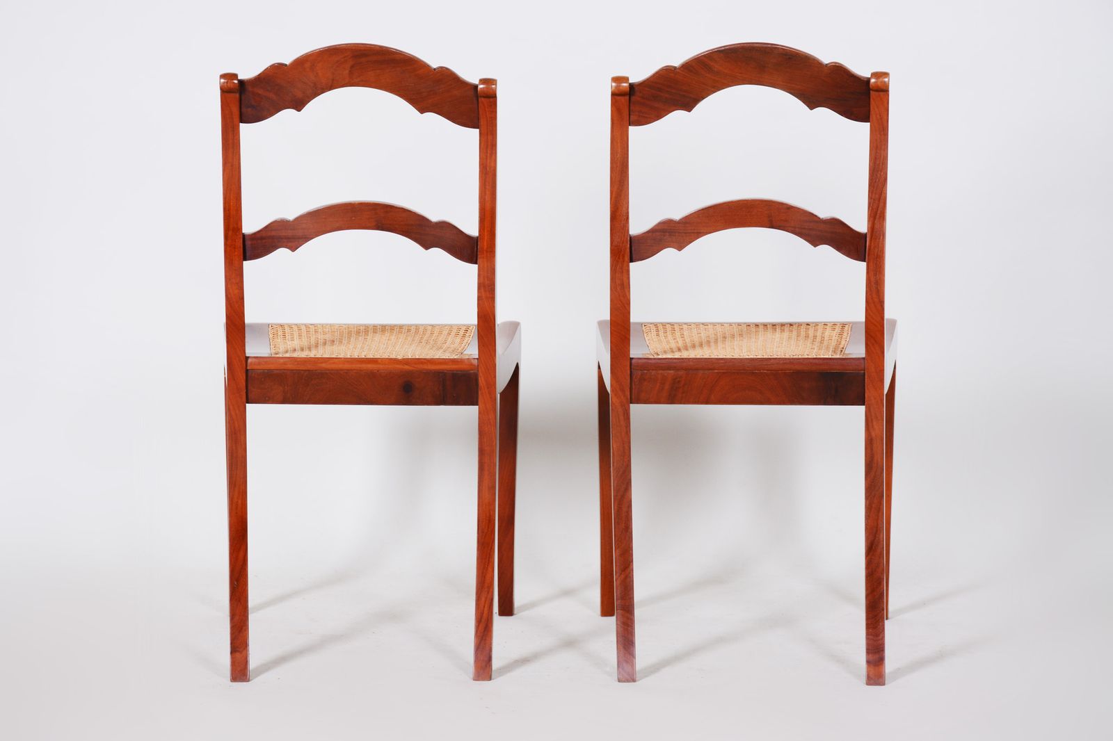 19th Century Pair Of Mahogany German Biedermeier Chairs, New Wickerwork Pedig photo 1400.0