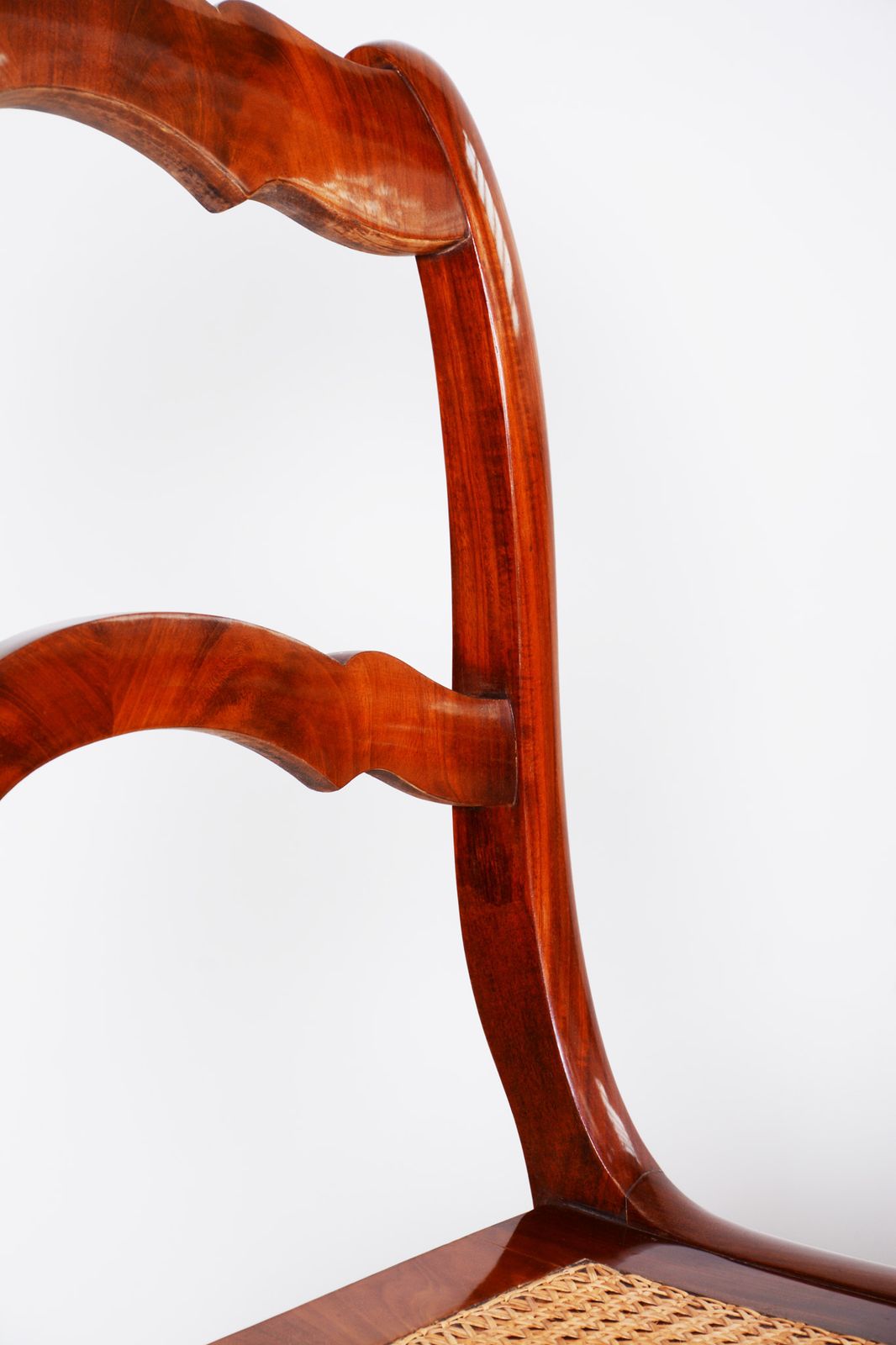 19th Century Pair Of Mahogany German Biedermeier Chairs, New Wickerwork Pedig photo buy