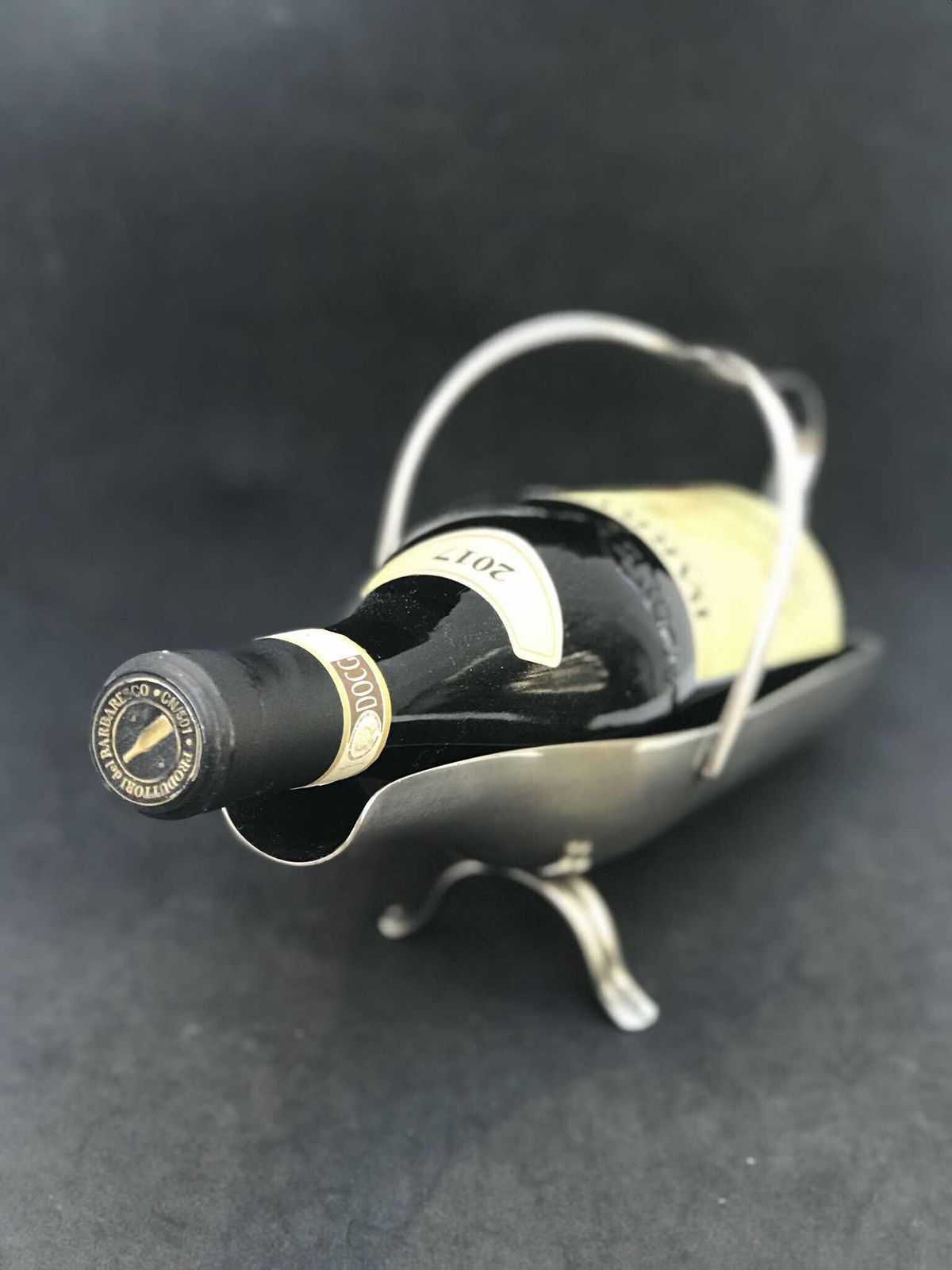 Wijnfleshouder / Wijnwieg – Gemaakt In België – Mid Century – Baraccessoire photo buy