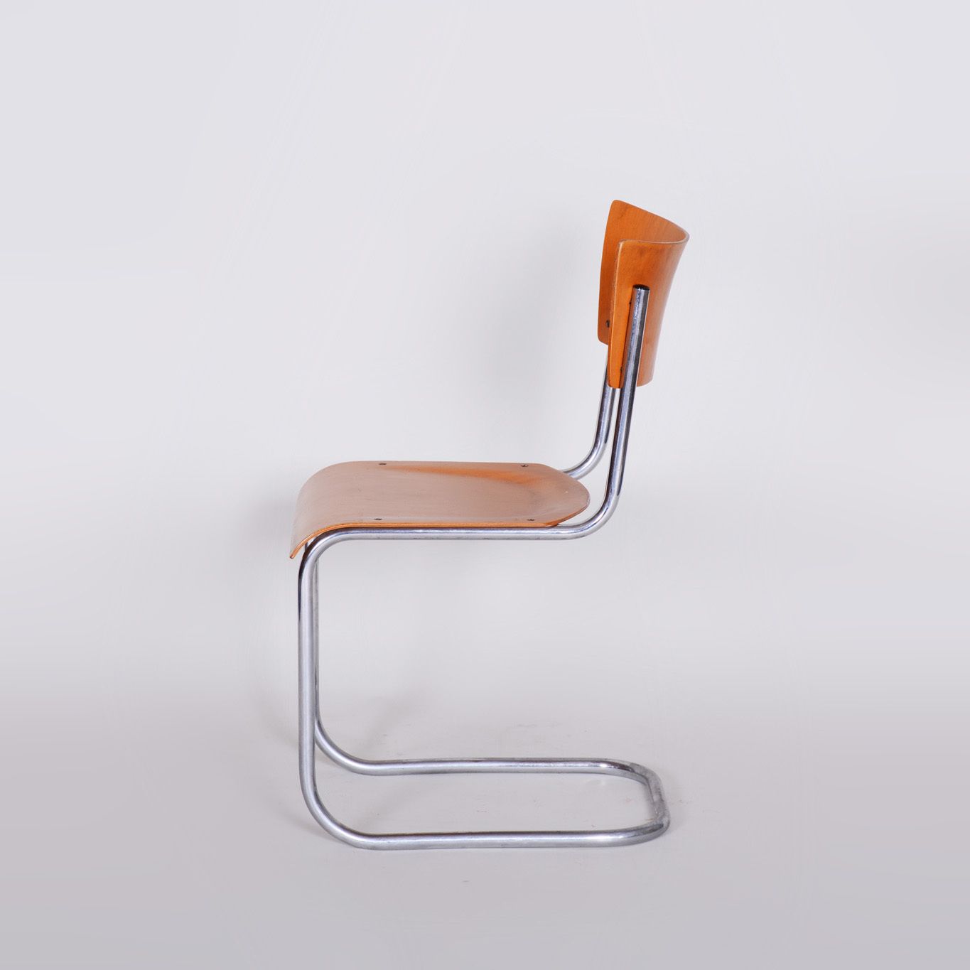 Set Of Czech Beech Bauhaus Chairs By Robert Slezak, Four Pieces, Chrome, 1920s photo vintage