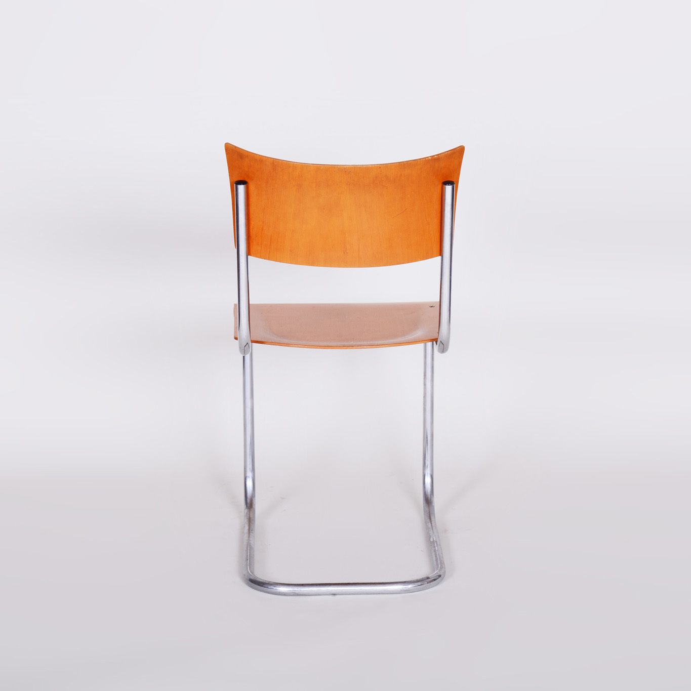 photo for sale Set Of Czech Beech Bauhaus Chairs By Robert Slezak, Four Pieces, Chrome, 1920s