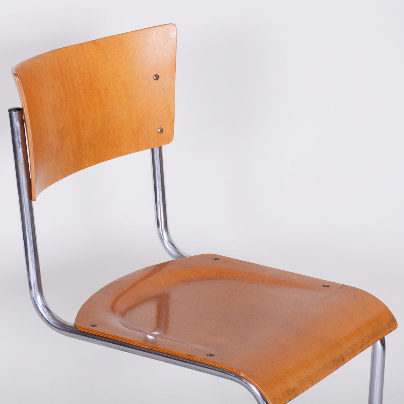 1800.0 Set Of Czech Beech Bauhaus Chairs By Robert Slezak, Four Pieces, Chrome, 1920s photo