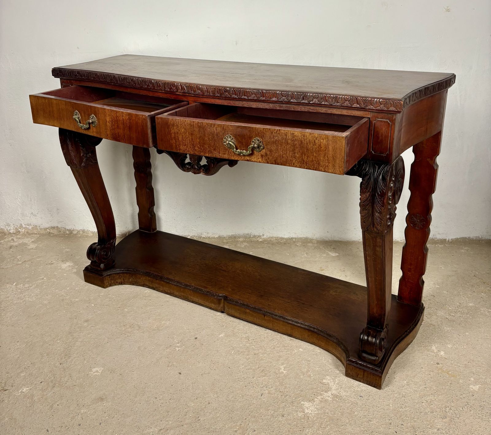 photo furniture Mesa Consola 2 Cajones Color Caoba