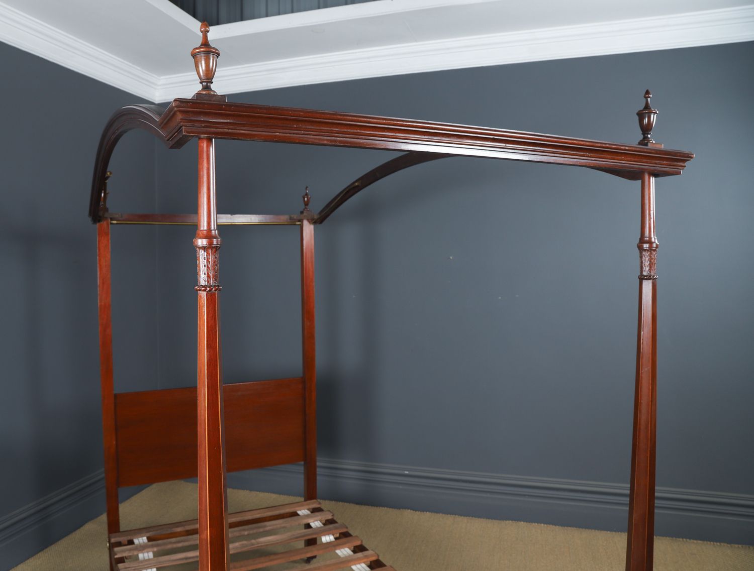 photo for sale English Edwardian Mahogany 3ft 6” Single Four Post Bed By Heals Of London (Circa 1910)