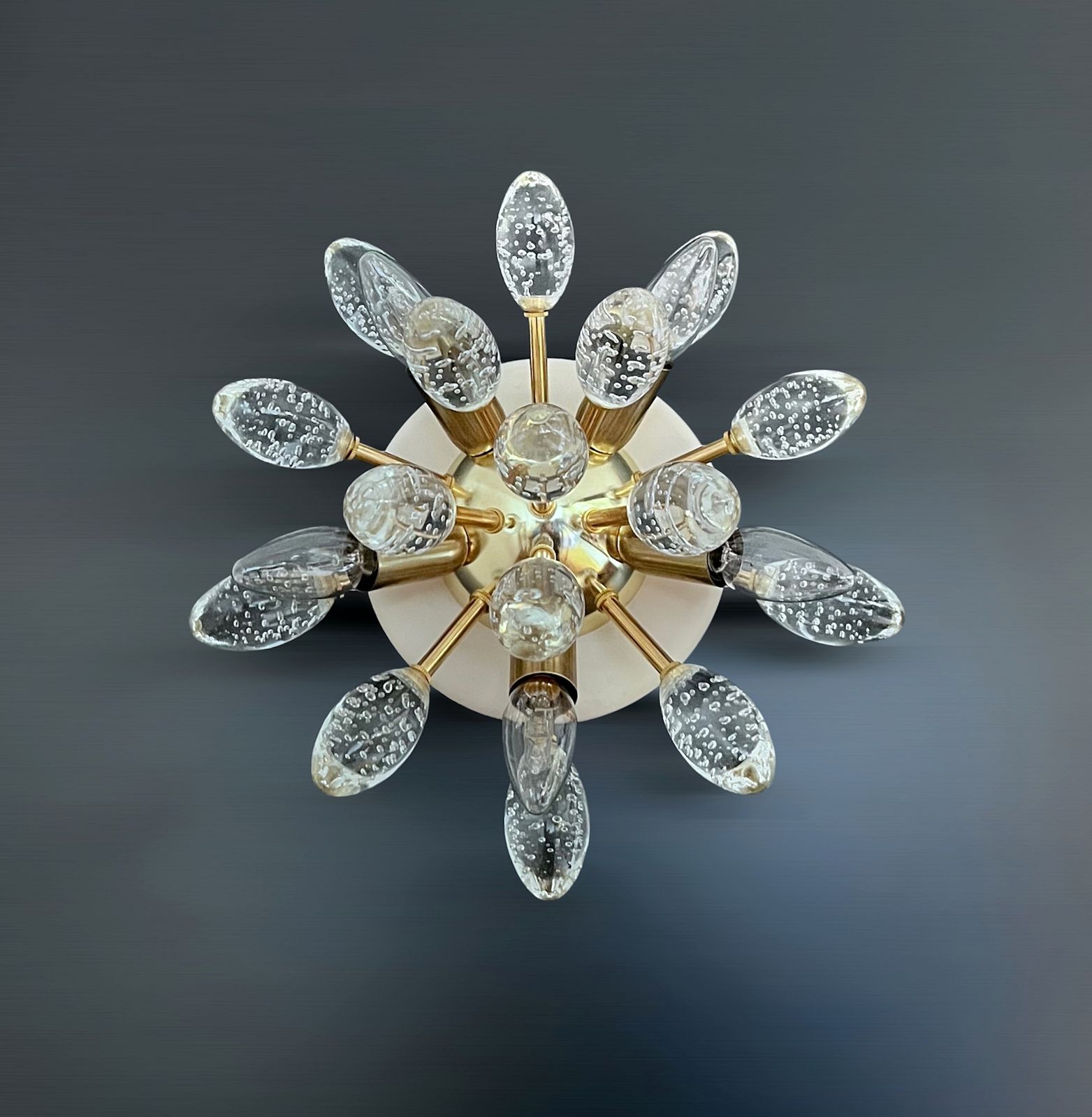 Pair Of Murano Brass Sputnik Wall Sconces / Ceiling Lights photo 750.0