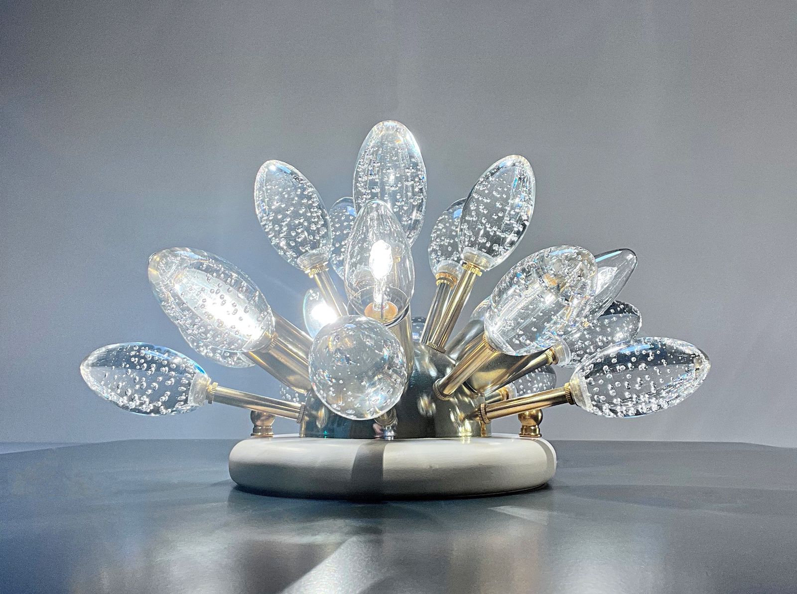 photo vinterior Pair Of Murano Brass Sputnik Wall Sconces / Ceiling Lights