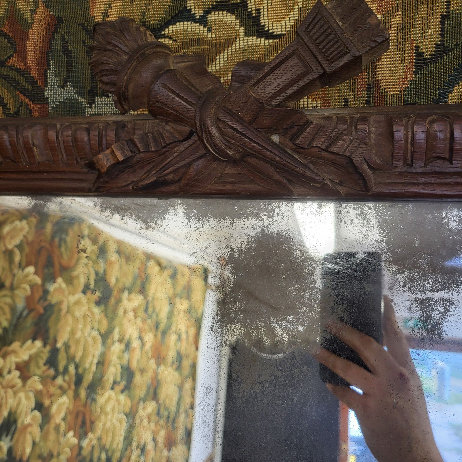 Large French Carved Oak Pier Mirror photo Home Decor