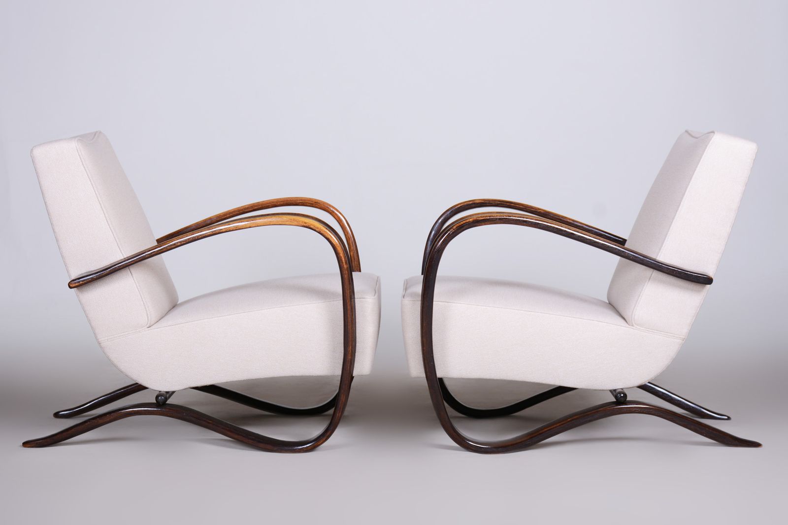 photo for sale Pair Of Art Deco Beech Armchairs H 269 From Czechoslovakia By Jindrich Halabala