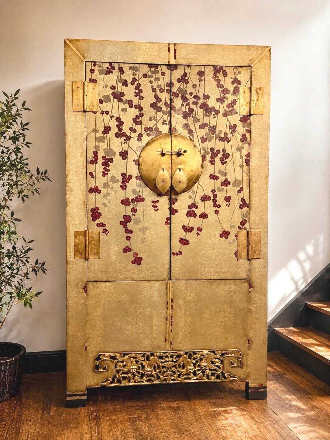 Vintage Chinoiserie Wedding Cabinet | Custom Refinished Media Storage | China Crockery |Drinks photo for sale