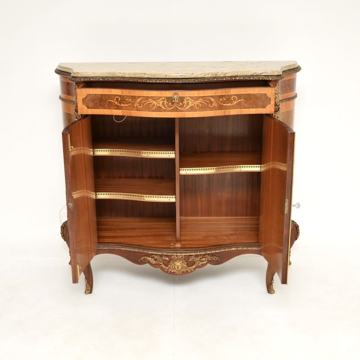 Antique French Inlaid Marquetry Marble Top Cabinet photo buy