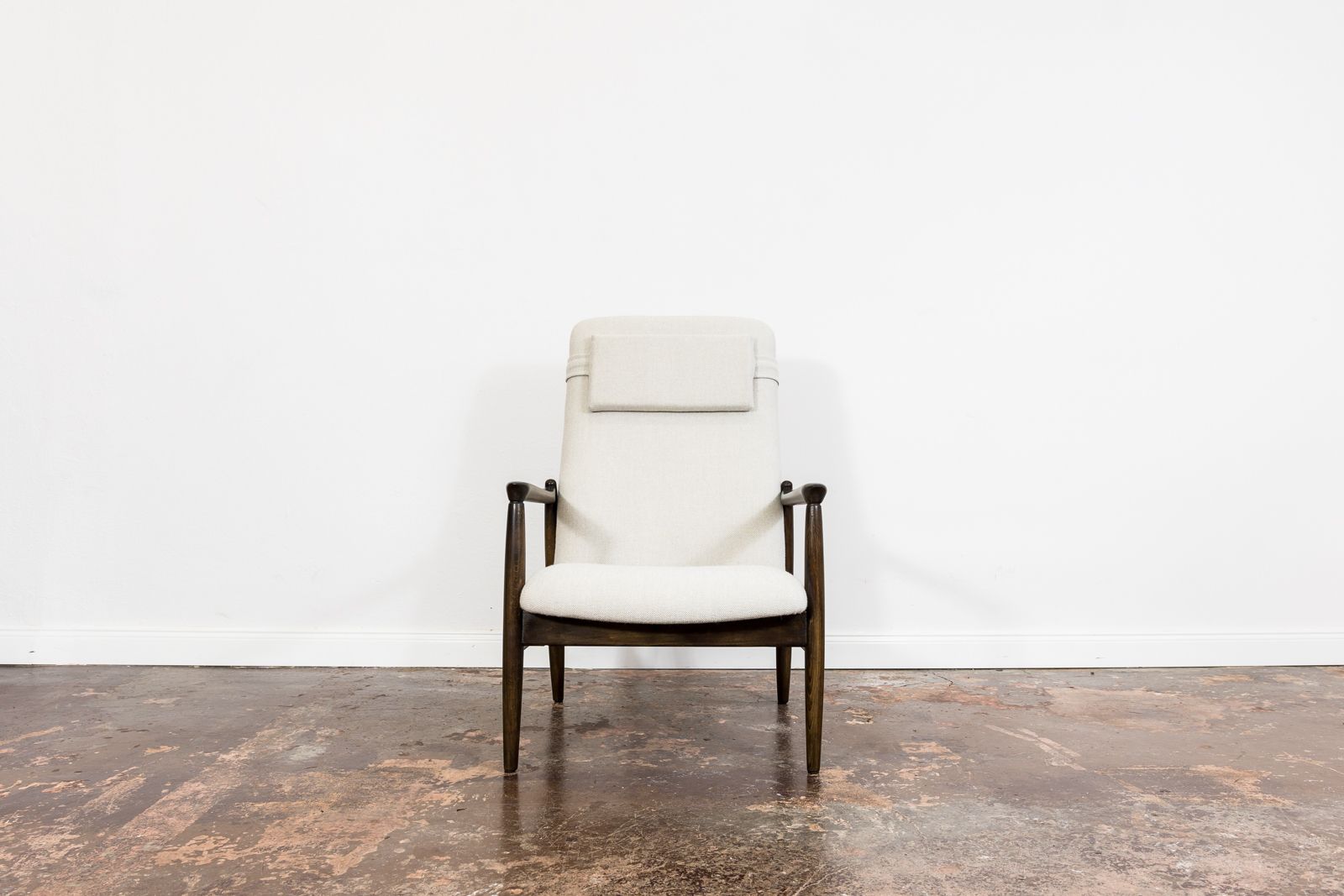 Mid Century Modern High Back Armchair By Edmund Homa In Kvadrat Fabric, Gfm, Poland, 1960's photo furniture