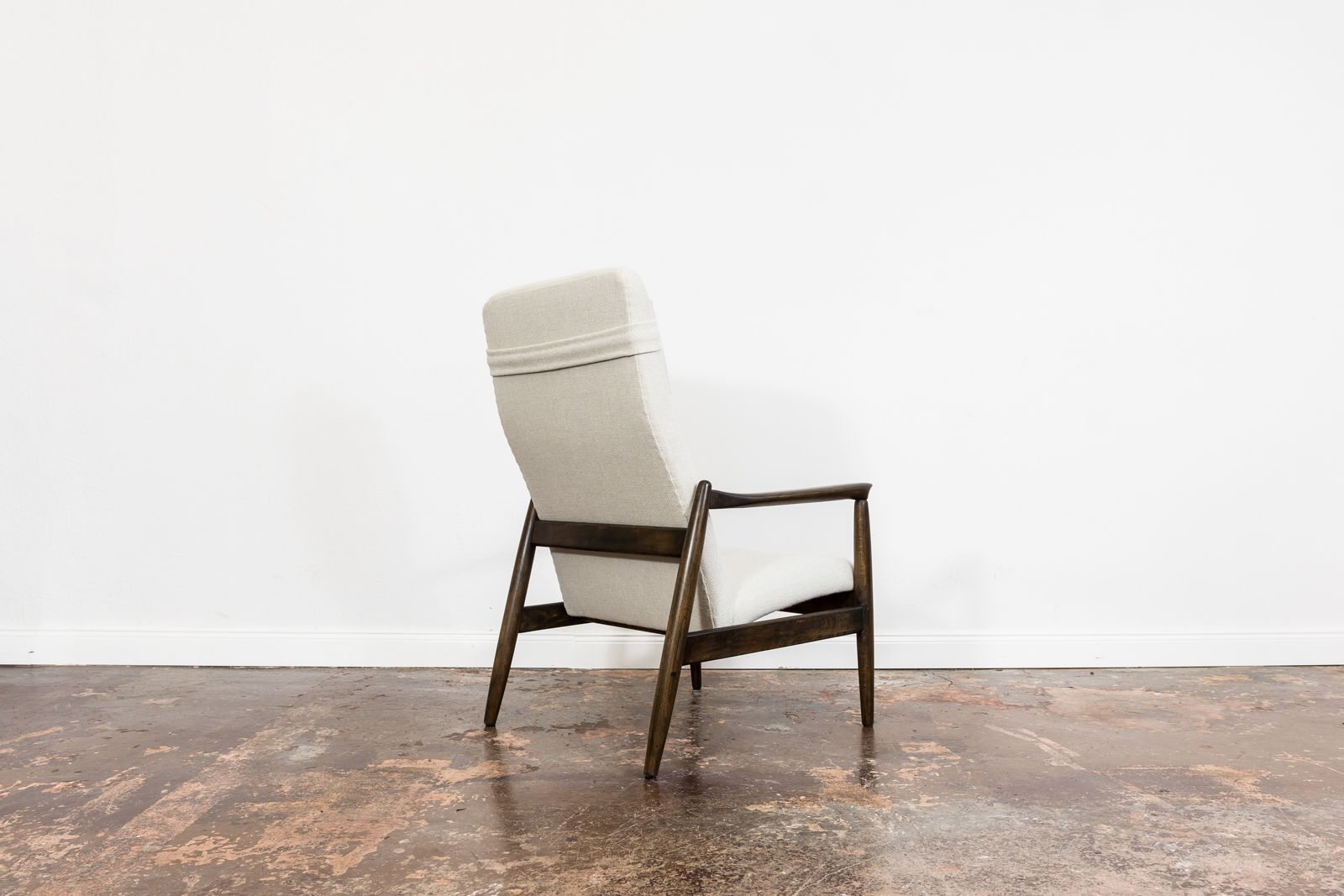 Mid Century Modern High Back Armchair By Edmund Homa In Kvadrat Fabric, Gfm, Poland, 1960's photo vinterior