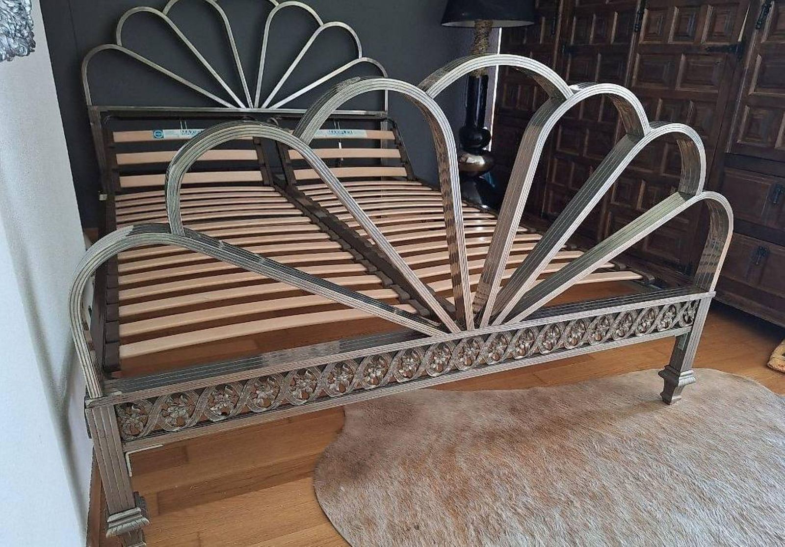 Exquisite Art Deco Bed In Peacock Tail Shape With Headboard And Footboard photo 2087.0