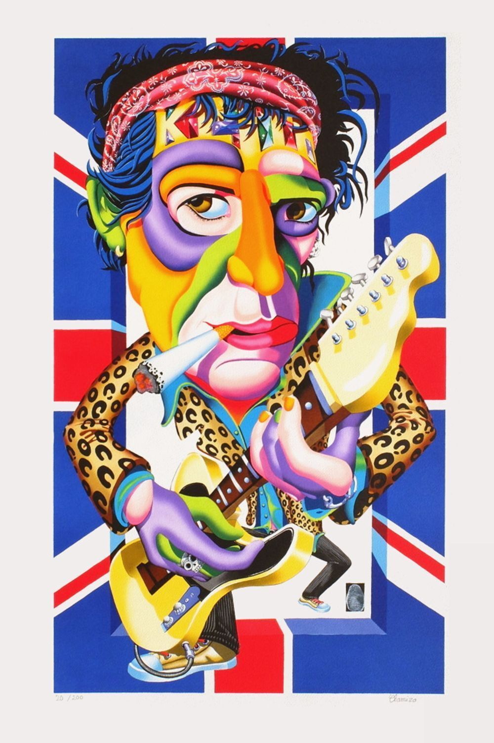 Lithographie signée Didier Chamizo, Keith Richards, 2008