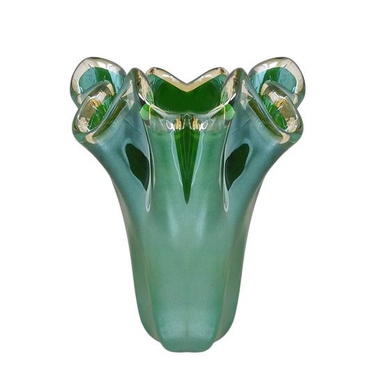 1970s Exquisite "Fazzoletto" Murano Glass Vase By Dogi. Made In Italy